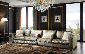 Lovely Office Home Furniture 4seat Top Leather Sofa (K17)