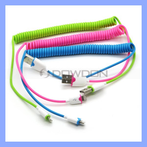 Matt Color Coiled USB Lightning Charge Cable for iPhone 6/6plus/5/5s Spring Design Charging Cable