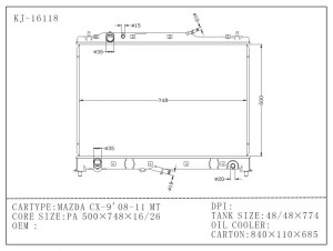 Mazda Car Radiato for Cx-9' 08-11 Mt