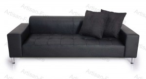 Modern Black Leather Loveseat with Metal Base for Furniture (JP-sf-204)
