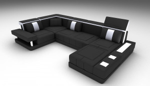 Modern Furniture Black High Quality Soft Leather Sofa (SF189)