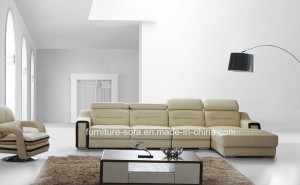 Modern Living Room Furniture L Shape Leather Sofa with Chaise (SO59)
