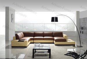 Modern Yellow and Brown Leather Sectional Sofa (JP-sf-250)