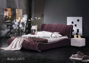 Romantic Purple Modern Fabric Bedroom Furniture Double Bed (L875)