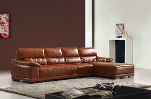 Simple Design Small Size 3seat+Couch Leather Sofa (S019)