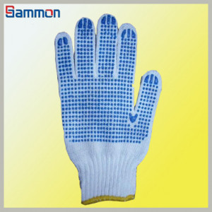 Sm1004 Cotton Gloves with Rubber Dimples