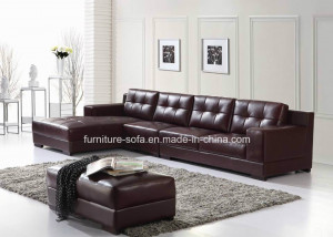 Sweet Home Living Room Solid Wood Frame Hot Sales Leather Sofa (S021)