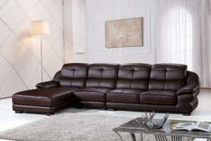 Wood Luxury Sofa Furniture Leather Living Room Corner Sofa (875)