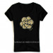 Women Casual Flower Patch and Embroidered T Shirt (HT8063)