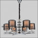 6 Lights Chrome Crystal Chandelier Lighting with Fabric Shade