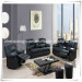 Black Synthetic Leather Recliner Sofa (A-3591)