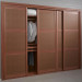 Brown Sliding Door MDF Leather Wardrobe (OPY2010A-26#)