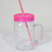 Food Grade 16 Oz Plastic Mason Jar with Handle and Straw Dn-102