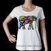 Girl's Elephant Printed and Hand Embroidered T Shirt (HT5817)