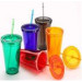 Hot Selling Plastic Infusion Mug with Color Straw and Lid
