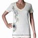 Ladies Fashion Satin and Beads Embroidered T-Shirt (HT3039)