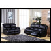 Living Room Black Bonded Leather Recliner Sofa Love