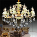 Luxury Gold 10+5 Light Crystal Chandelier with Jade Candlestick
