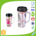 Promotional Custom Paper Insert Double Wall Plastic Travel Mug with Handle Dn-122A
