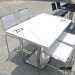 Pure White Solid Surface Dining Table Sets Carved with Logo