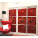 Red 3 Sliding Door Tempered Glass Built in Wardrobe (YG11249)