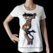 Women Cat Printed and Embroidered Fashion T-Shirt (HT7011)