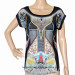 Women Fashion Digital Printed and Strassed T Shirt (HT5805)