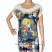 Women Fashion Digital Printed and Strassed T Shirt (HT7024)