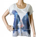 Women Fashion Eagle Printed with Metal Strassed T-Shirt (HT7064)