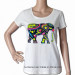 Women Fashion Elephant Printed and Embroidered T-Shirt (HT5817-1)