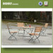 Wrought Iron Solid Wood Garden Table Set Space-Saving Folding Table and Chairs