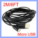 2m/6ft V8 Micro USB Data Charger Cable for Samsung/HTC/Blackberry/LG Black