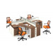 4 Person Melamine Staff Desk/Particle Office Table/Office Workstation (HF-CB004)