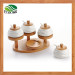 4 Pieces Ceramic Spice Pot Set with Bamboo Stand
