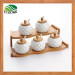5 Pieces Ceramic Spice Jar with Bamboo Rack