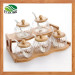 5 Pieces Glass Seasoning Pot Set with Bamboo Rack