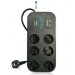 6 Way Germany Power Outlet, with Surge Protection, with USB Charger