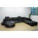 Black Home Furniture Big Size Wood Frame Leather Sofa (S221)