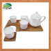Ceramic Coffee Set with Creative Bamboo Tray