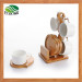 Ceramic Cup & Bamboo Saucer Set
