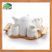 Ceramic Drink Set with Bamboo Tray