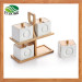Ceramic Seasoning Pot Set with 2 Tier Bamboo Stand