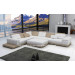 Chinese Low Back Wood Frame Sponge L Shape Sofa with Ottoman (SF104)