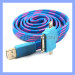 Color 3 in 1 Flat USB Cable for iPhone Samsung HTC Noodle Charger Cable