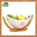 Decorative Ceramic Fruit Bowl with Bamboo Rack Stand
