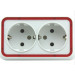 Double Wall Mount Socket Outlet, Surface Mounted Wall Socket