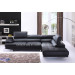 Furniture Home Leather Black Sofa with Stainless Steel Leg (C306)