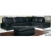 Genuine Black Wood Frame High Back Leather Sofa Set (S013)
