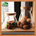 Glass Sealed Storage Jar Sugar Pot with Bamboo Lid