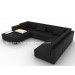 Good Quality Resistance to Dirty Black Sofa with Table (SF156)